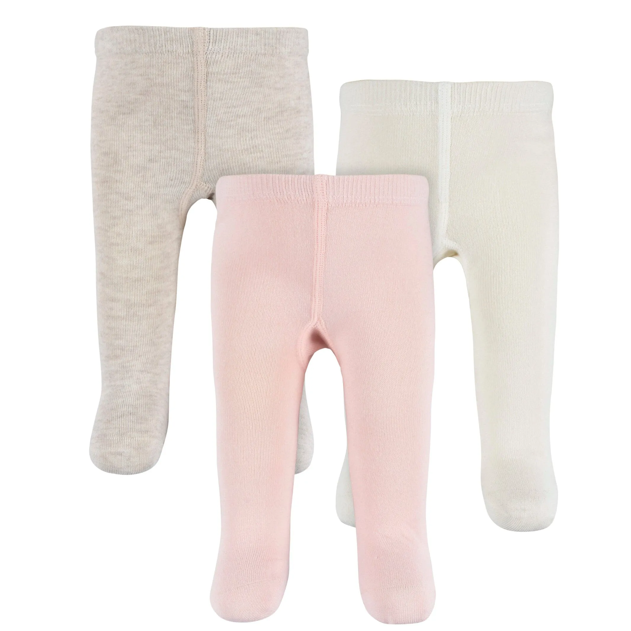 3-Pack Baby and Toddler Girls Oatmeal Heather, Ivory, and Pink Tights