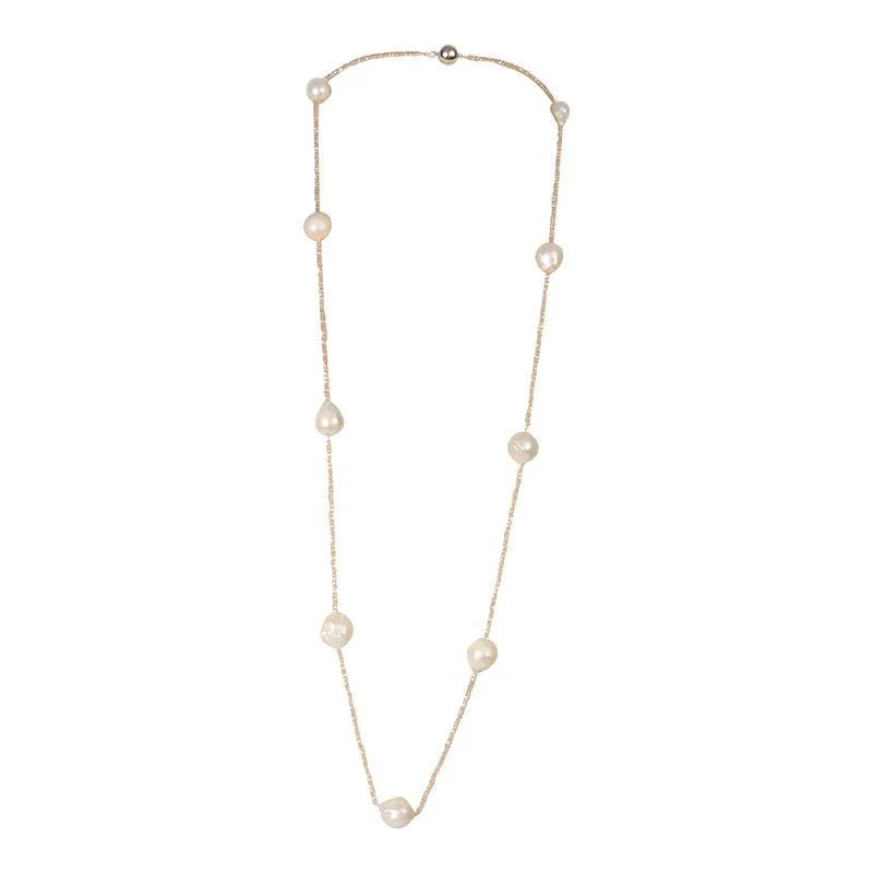 404-03 | CHAMPAGNE CRYSTAL & WILD PEARL NECKLACE