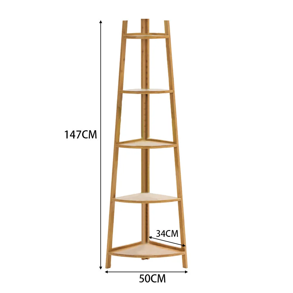 4/5 Tier Corner Ladder Wood Shelf Plant Flower Display Storage Rack