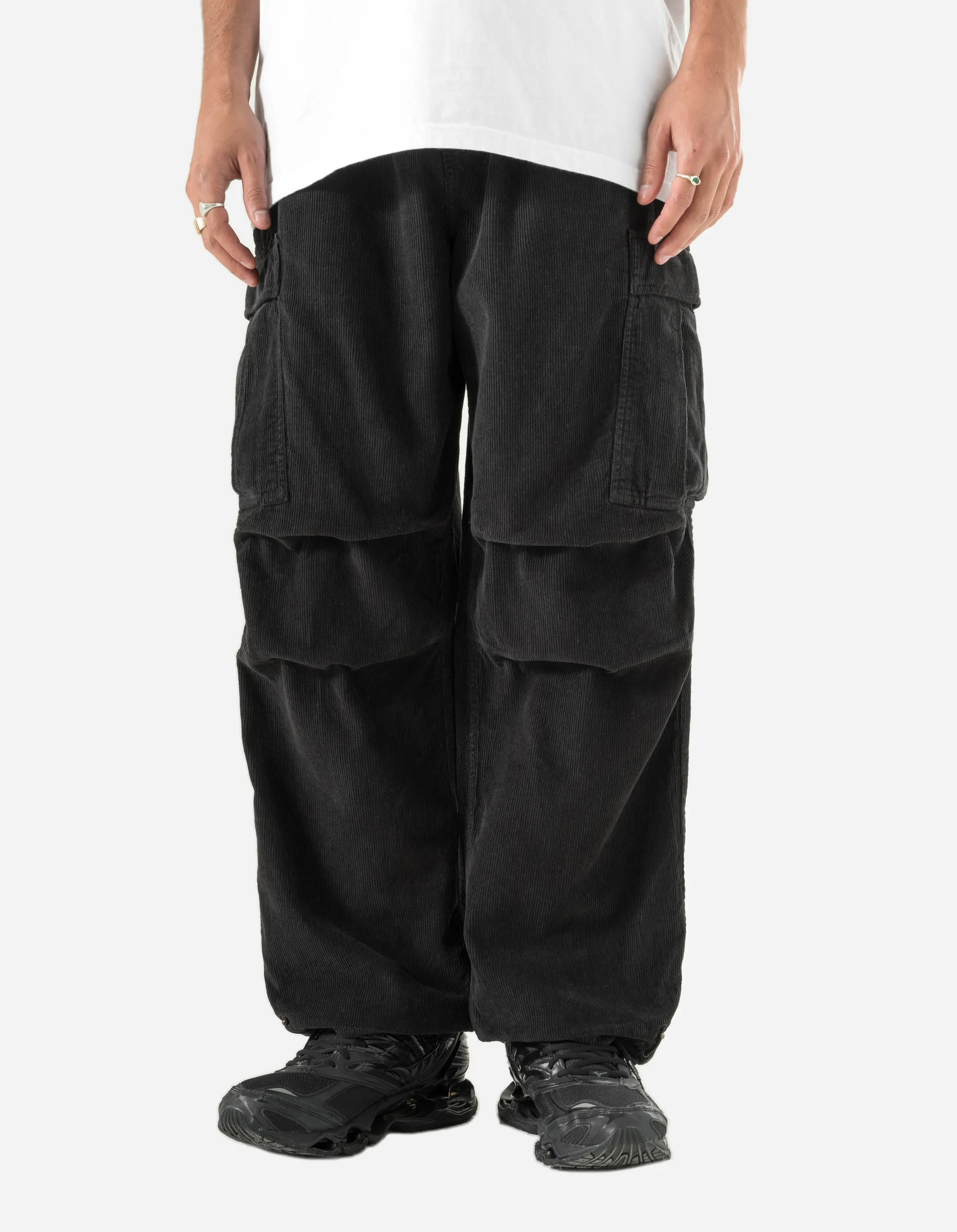 4569 Hemp Utility Cargo Track Pants Black