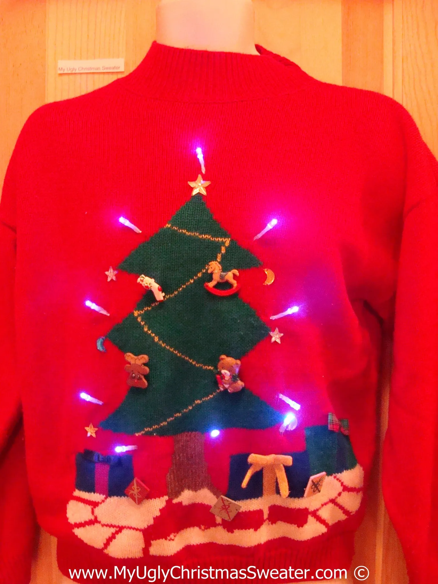 80s Retro Tacky Xmas Sweater with Lights Huge Tree (g184)