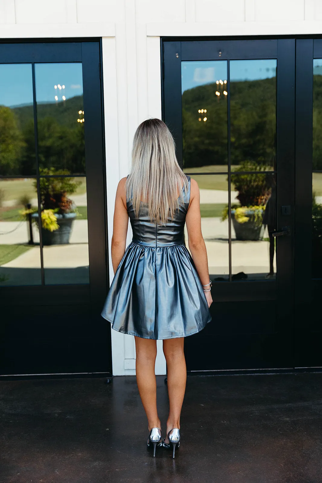 Add Some Flare Mini Dress - Gunmetal