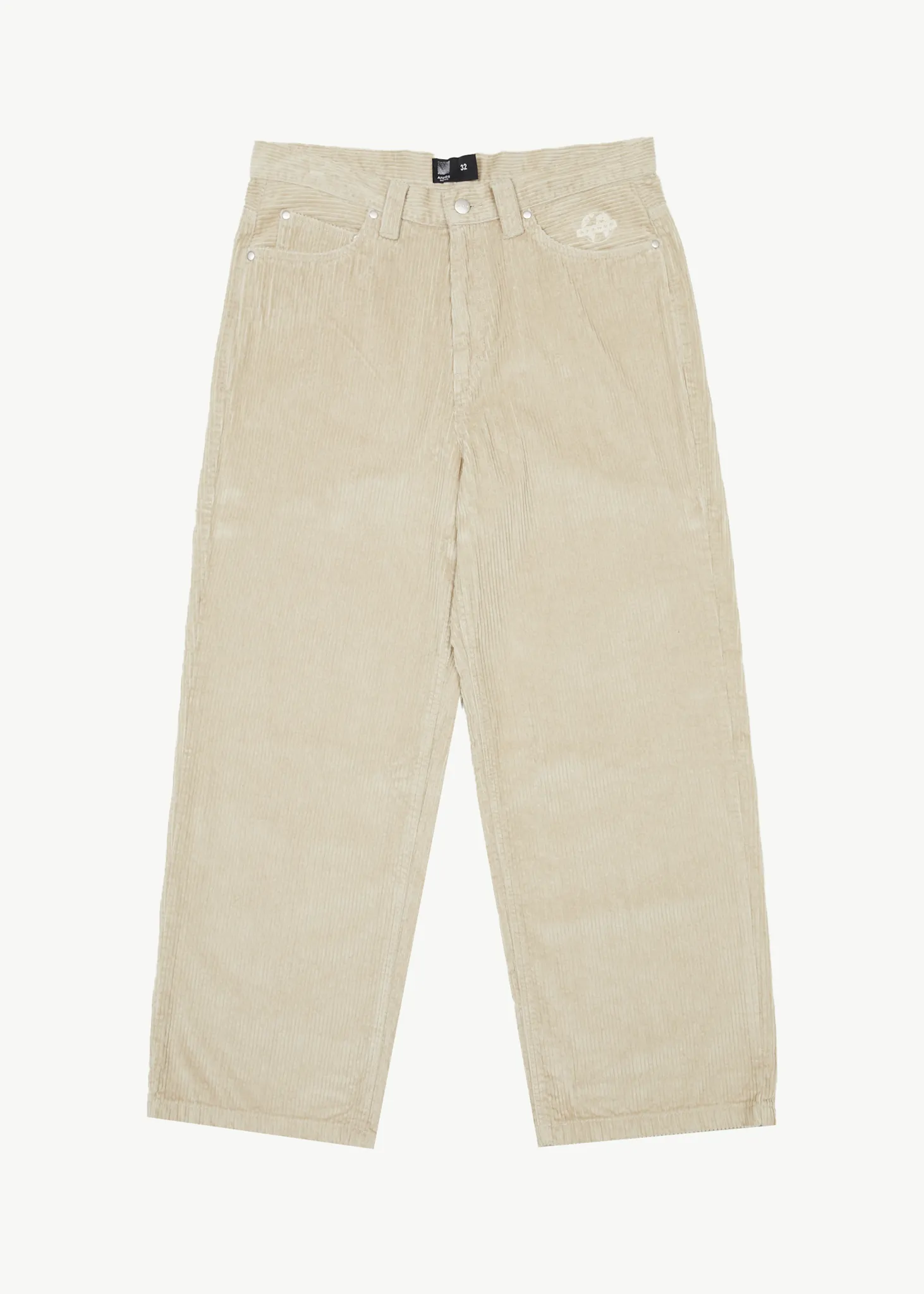 AFENDS Mens Pablo - Corduroy Baggy Pants - Dark Ecru