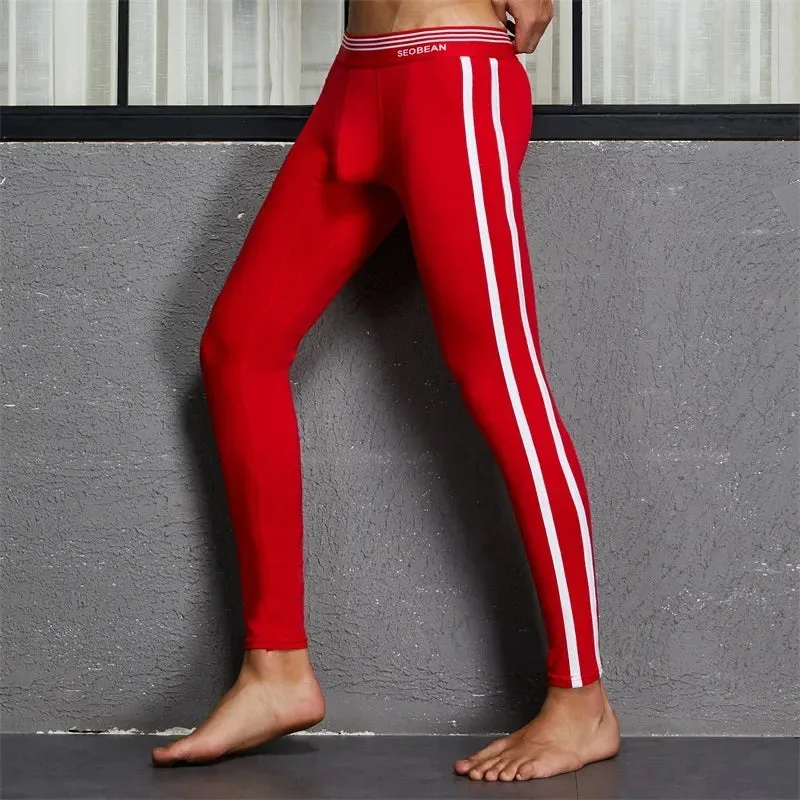 Aidase Underwear Mens Long Johns Striped Mens Leggings Hombre Warm Long Underpants Male Sport Thermal Pants Ropa Termica Hombre