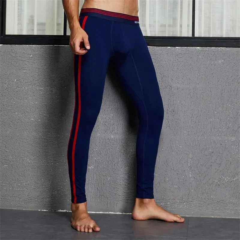 Aidase Underwear Mens Long Johns Striped Mens Leggings Hombre Warm Long Underpants Male Sport Thermal Pants Ropa Termica Hombre