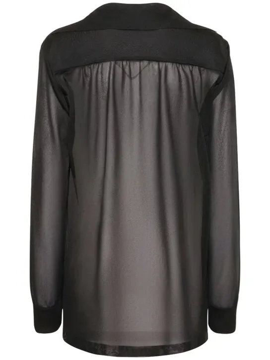 Alberta Ferretti   Viscose crepe V-neck long sleeve top 