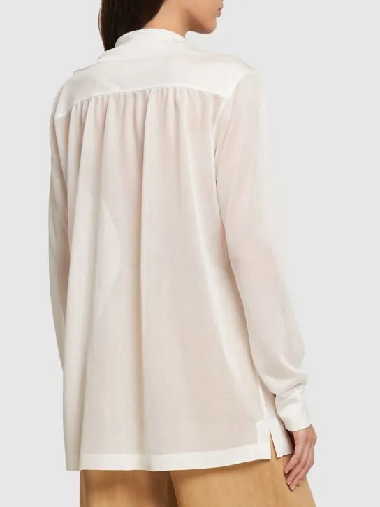 Alberta Ferretti   Viscose crepe V-neck long sleeve top 