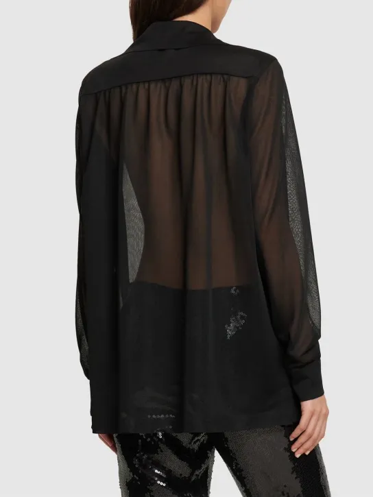 Alberta Ferretti   Viscose crepe V-neck long sleeve top 