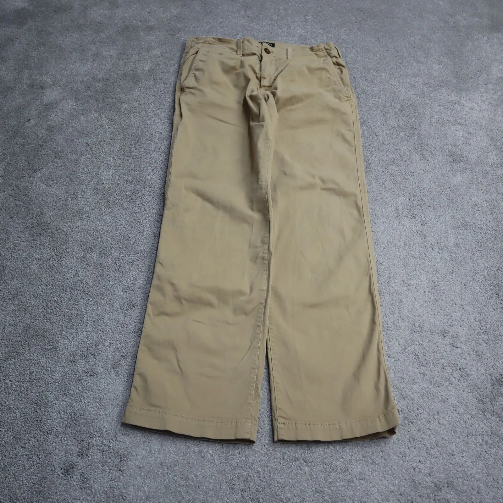 American Eagle Mens Chino Pants Mid Rise Flat Front Cotton Khaki Size W32XL32