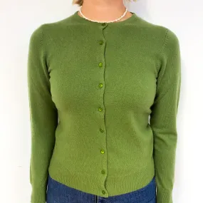 Basil Green Cashmere Crew Neck Cardigan Small