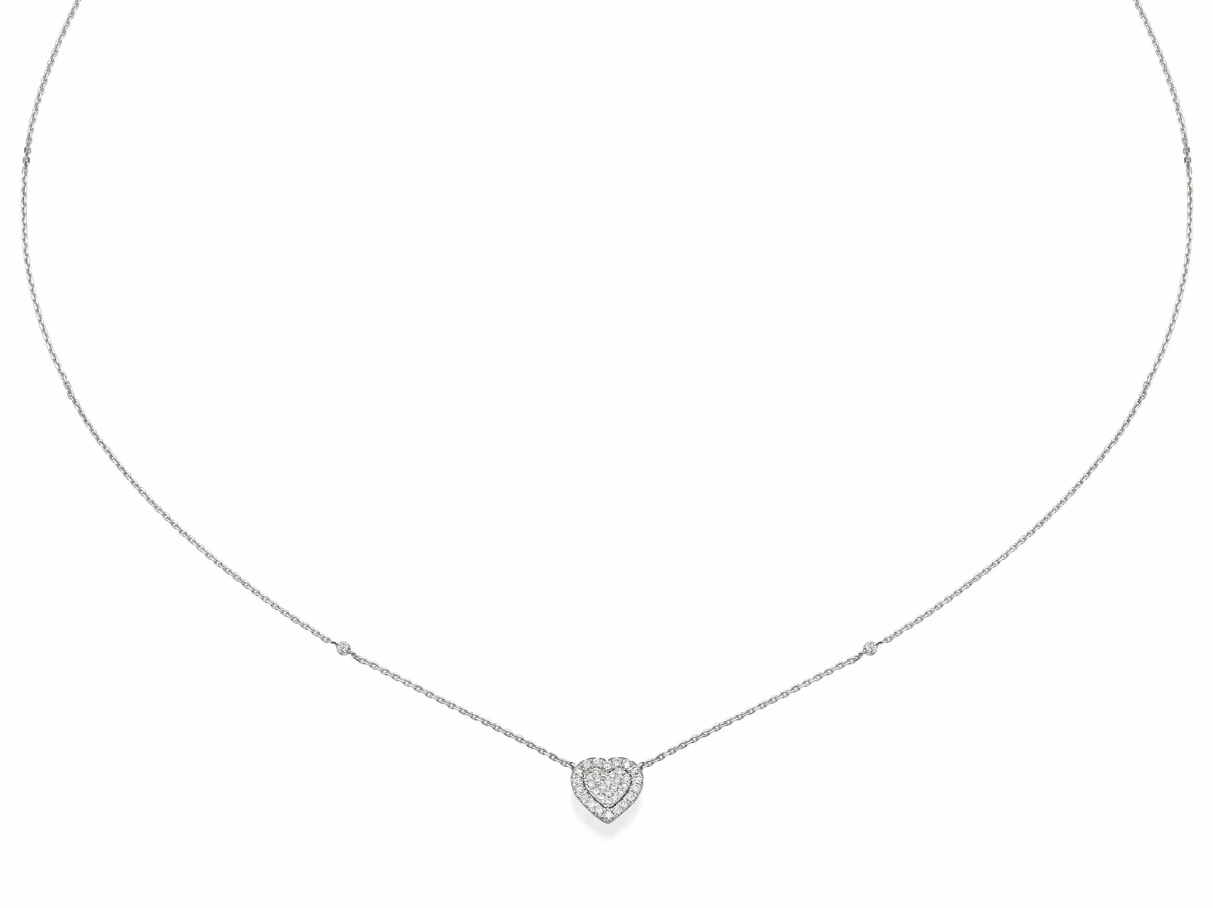 Big Heart Shaped Diamond Cluster Pendant Necklace