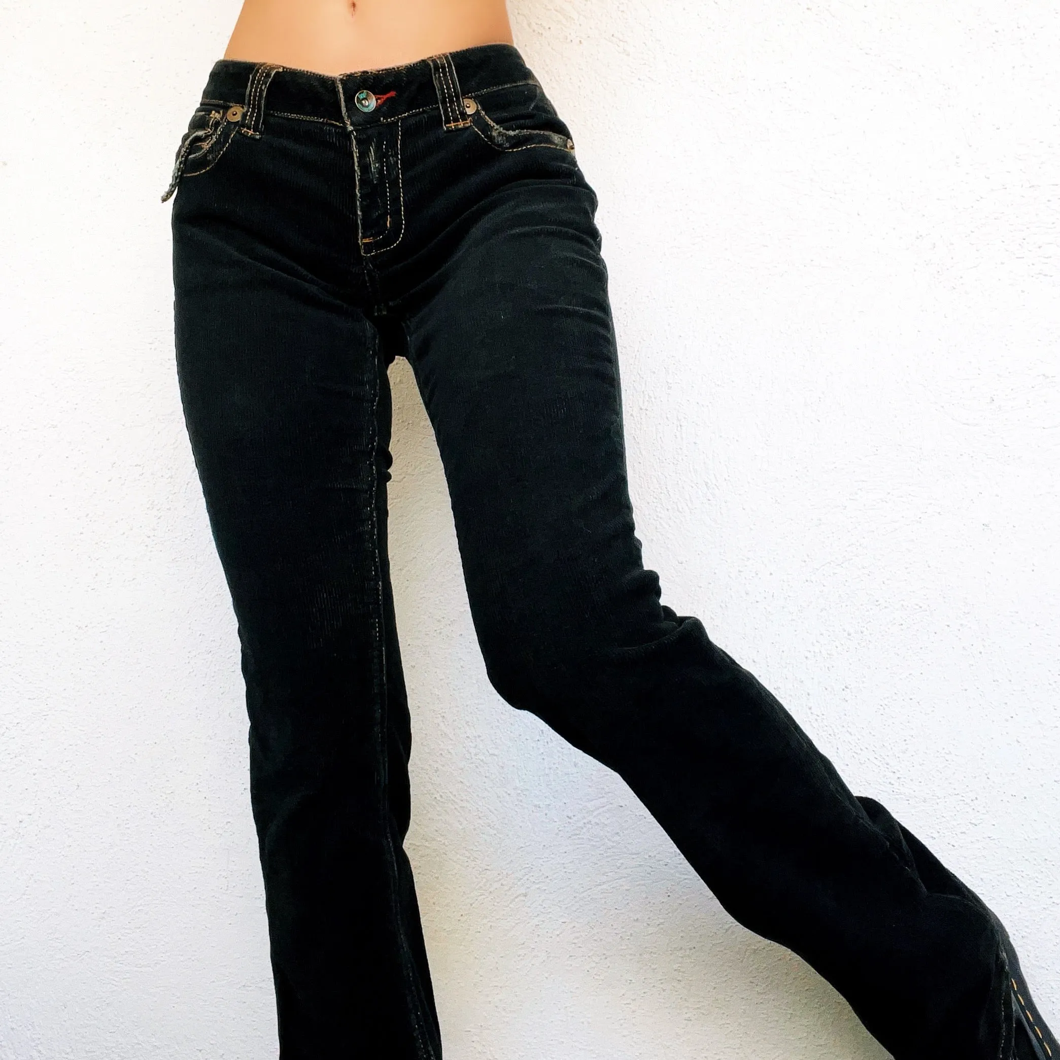 Black Distressed Corduroy Pants