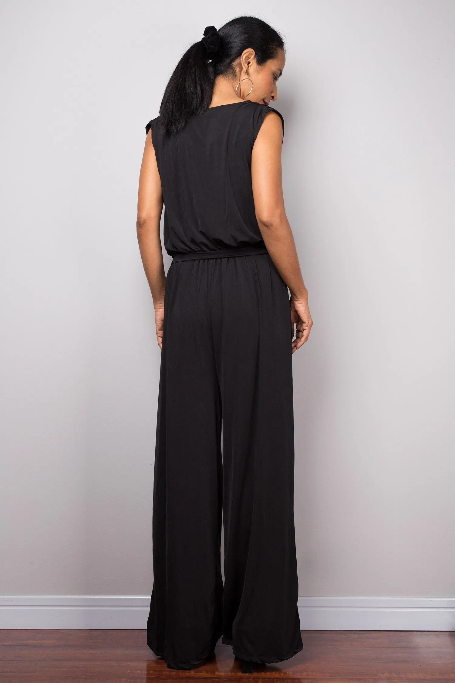 Black jumpsuit with v neck