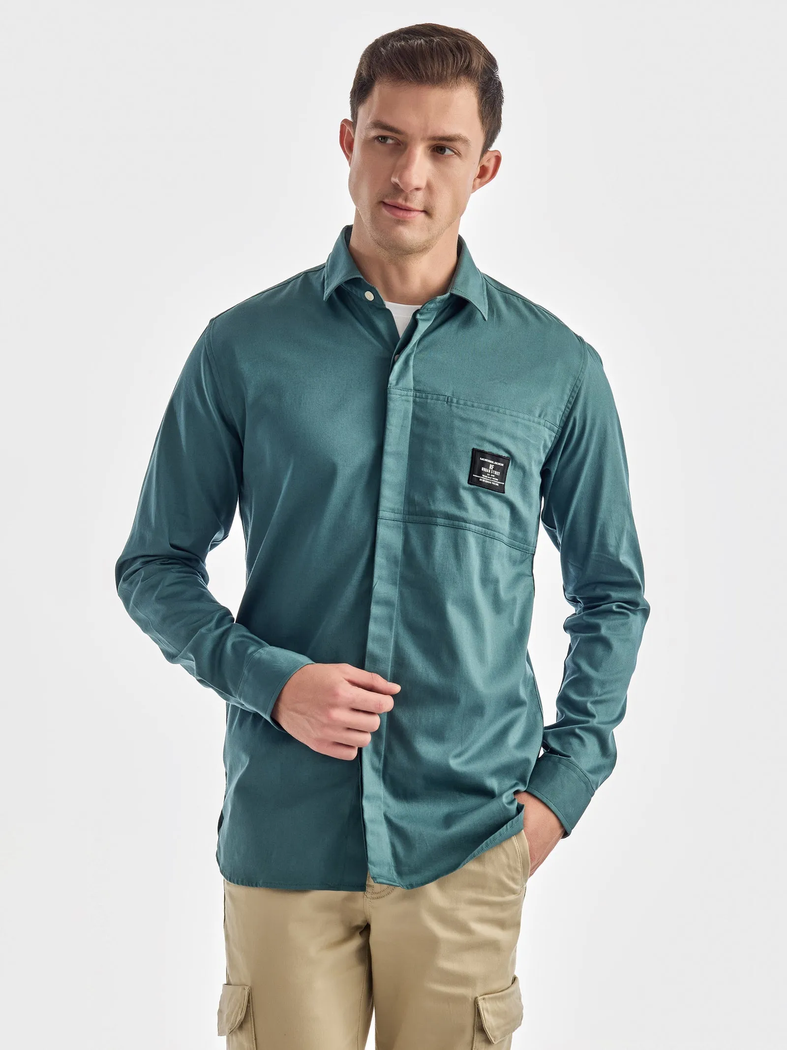 Blue Solid Urban Shirt