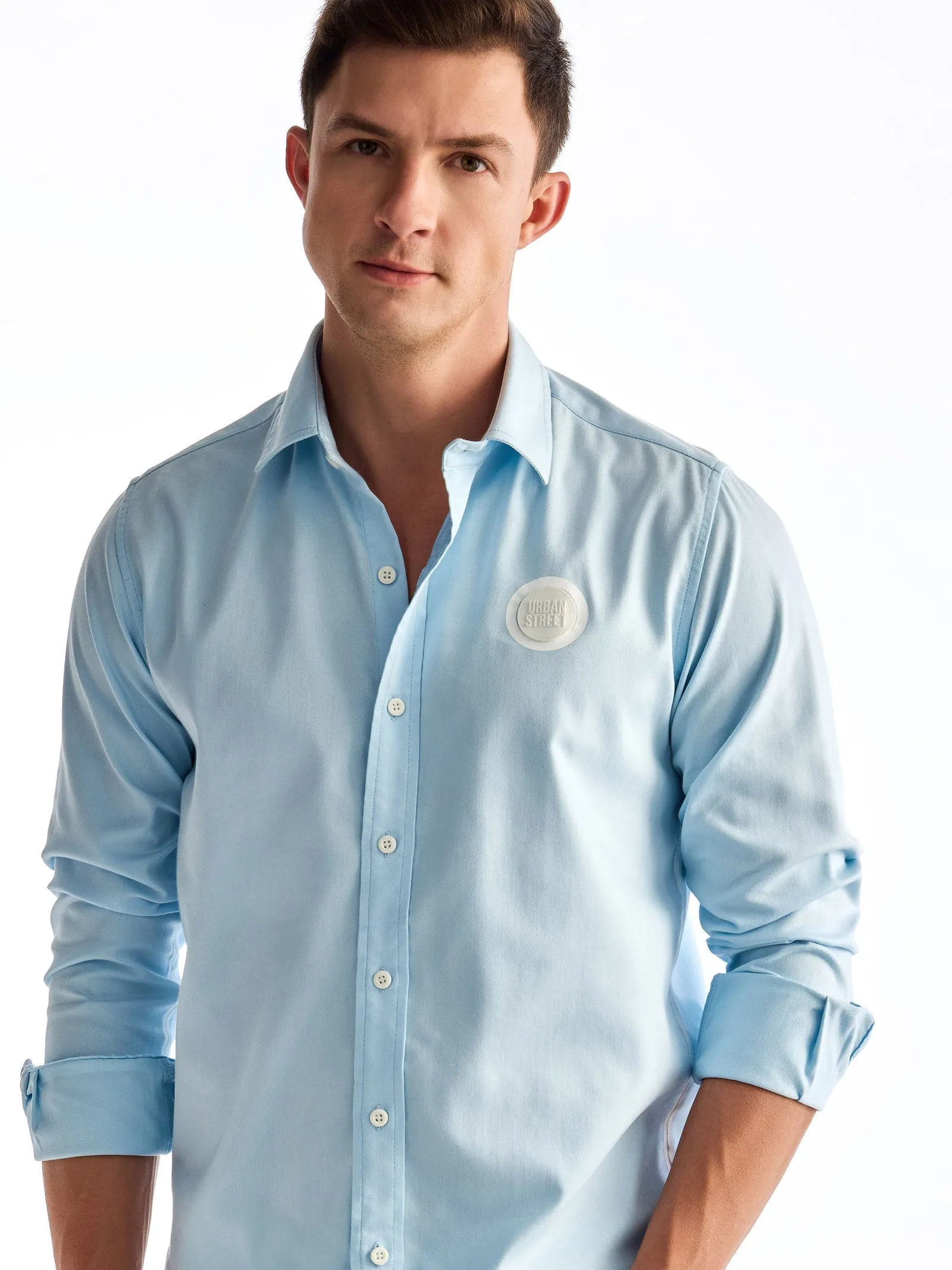 Blue Solid Urban Shirt