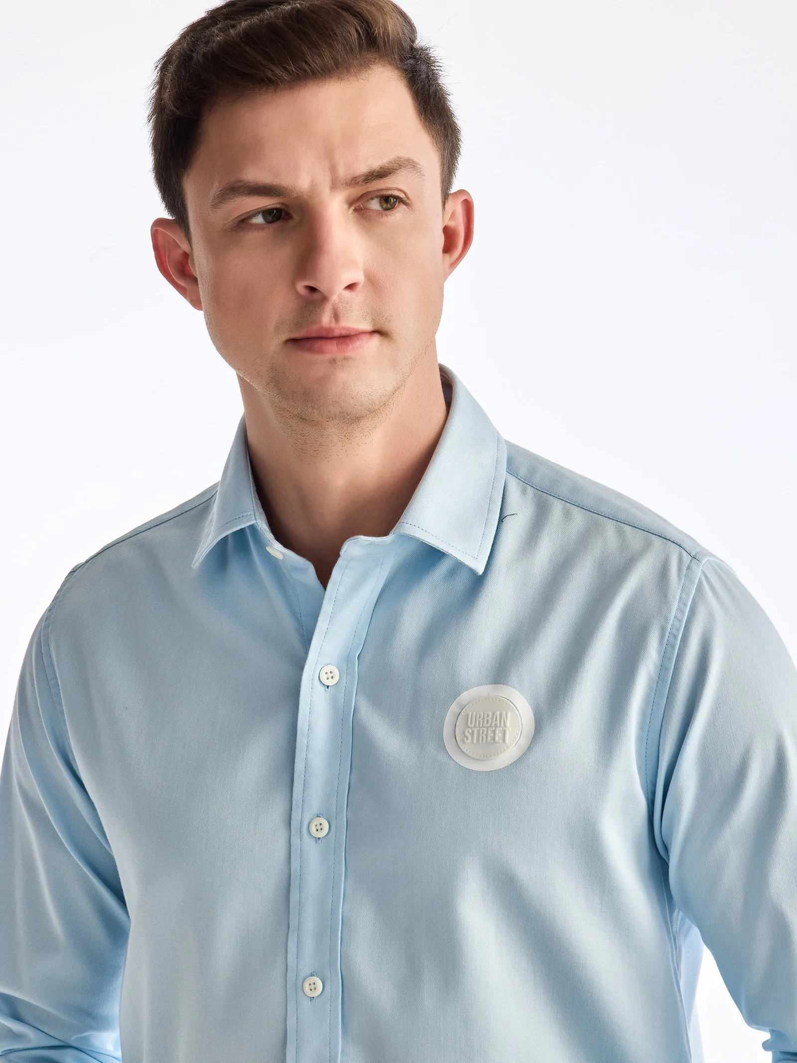 Blue Solid Urban Shirt