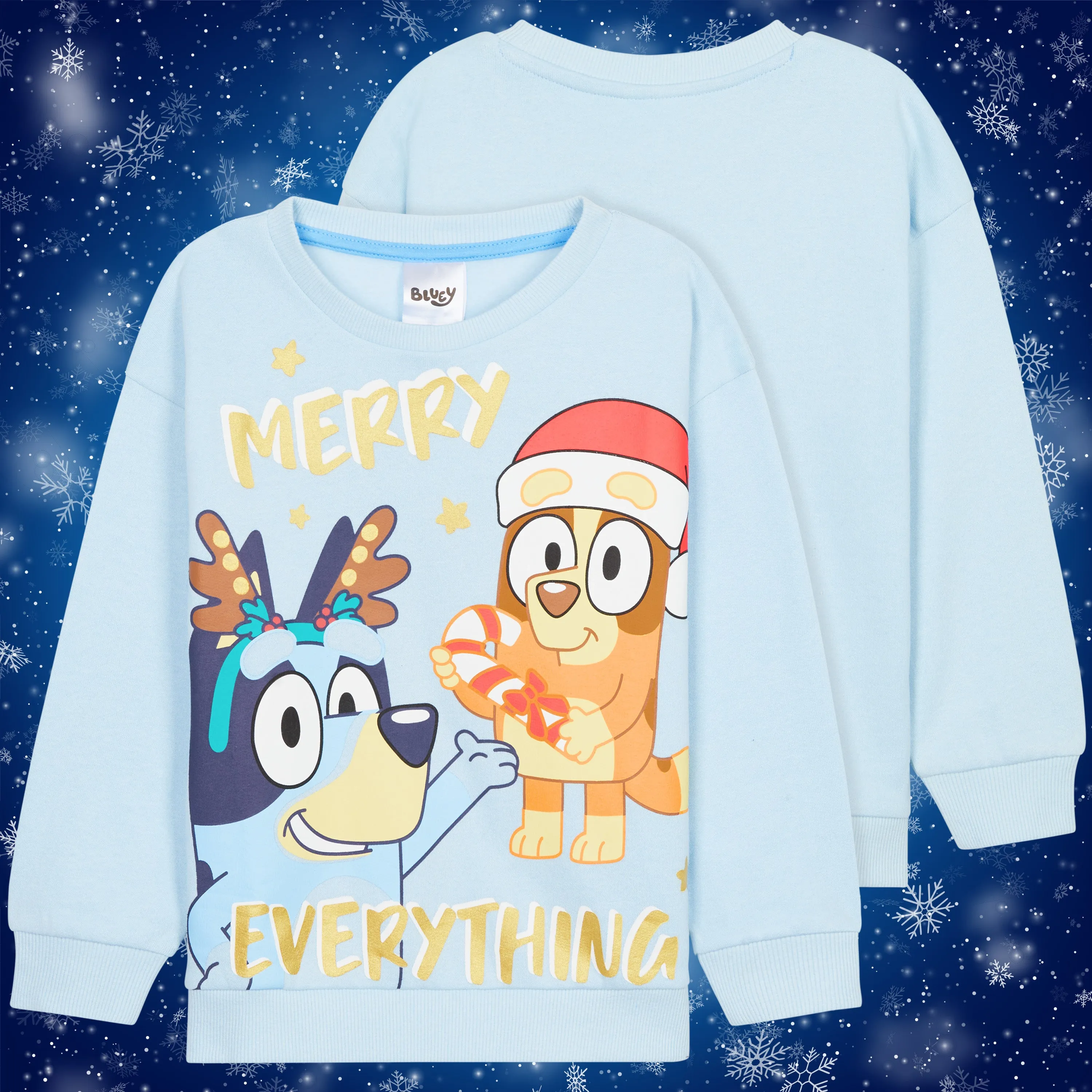 Bluey Girls Christmas Sweatshirt, Crewneck Sweater Long Sleeves Cosy Xmas Jumper