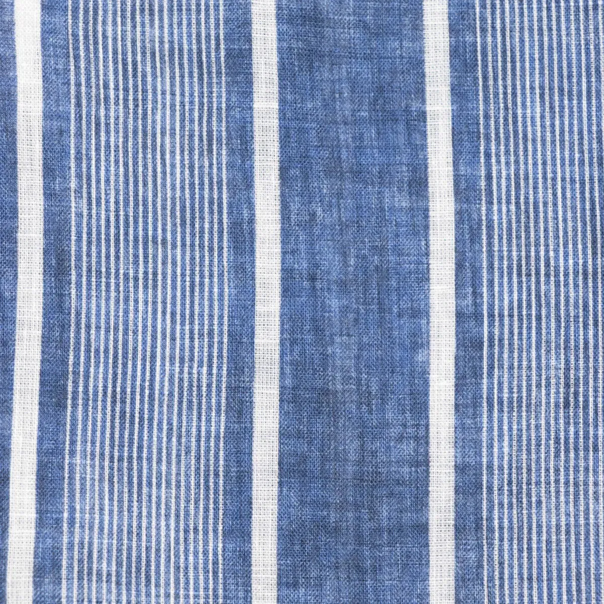 Bold Blue Stripe Linen Long Sleeve Shirt