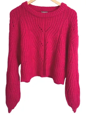 Bright Winter Raspberry Crop Sweater