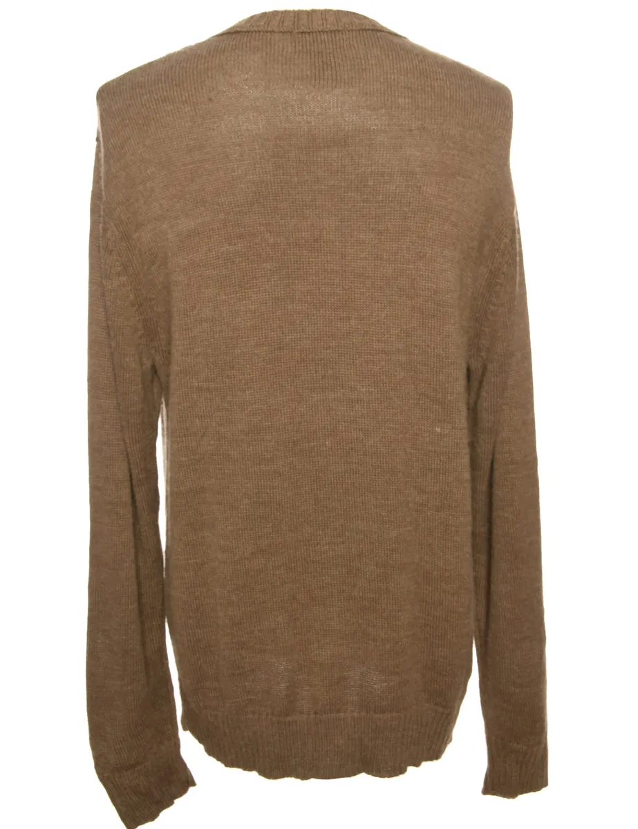 Cable Knit Brown Jumper - M