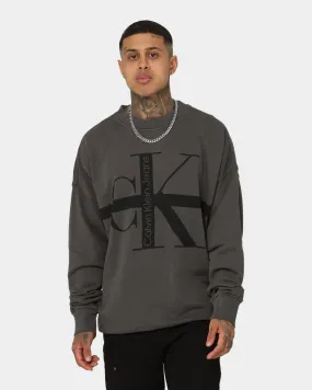 Calvin Klein Stripe CK Washed Crewneck Industrial Grey