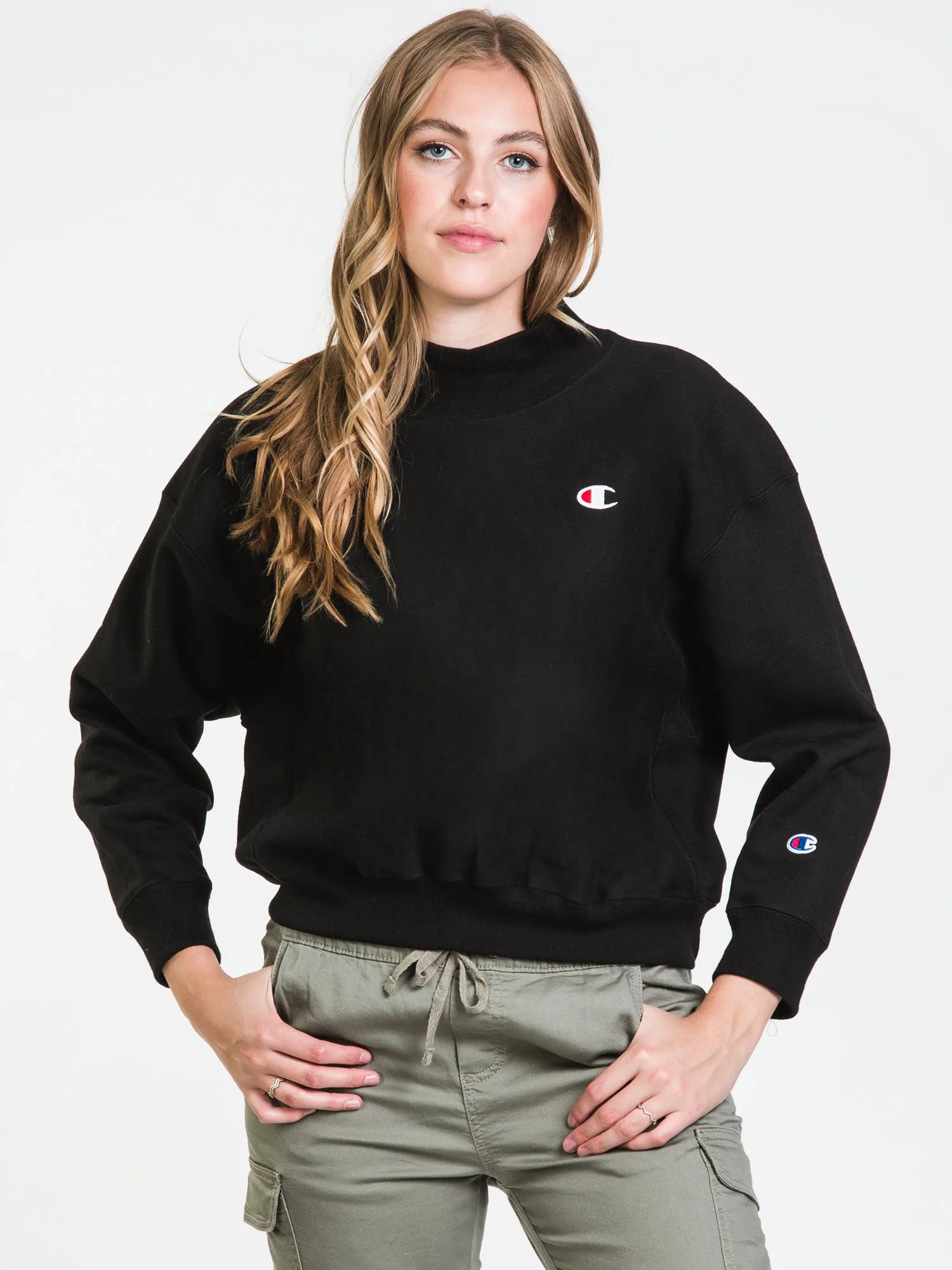 CHAMPION REVERSE WEAVE MOCK "C" CROP - CLEARANCE