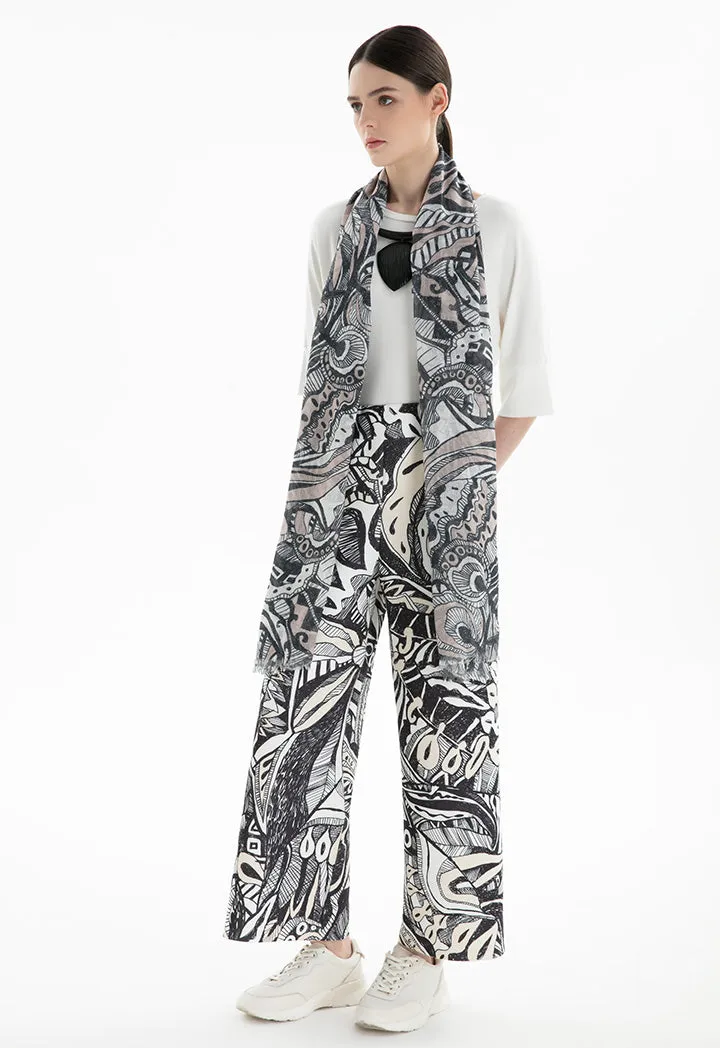 Choice Hand Sketch Printed Neoprene Culottes Print