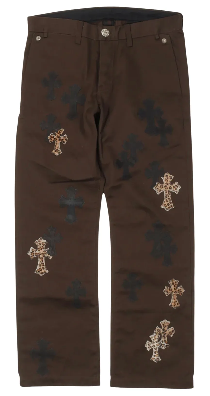 Chrome Hearts 'Cheetah Cross Patch' Brown Chino Pants