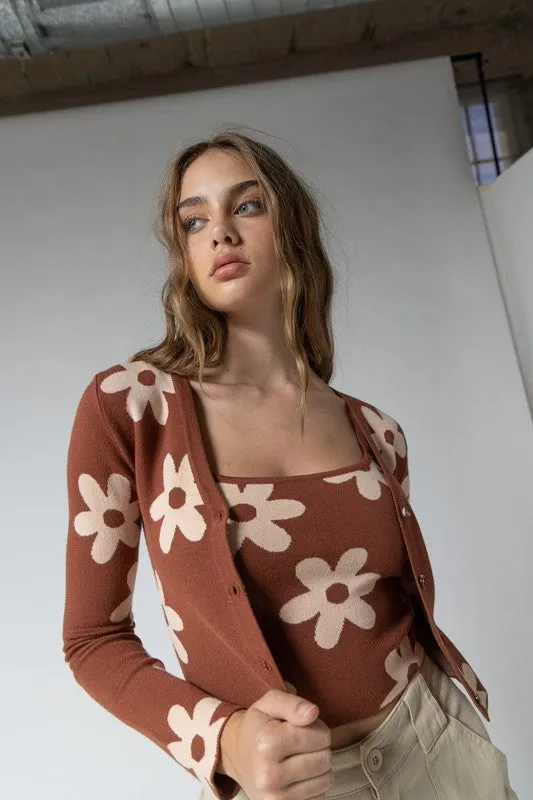 Cinnamon Flower Cardi Set