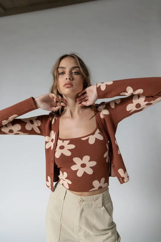 Cinnamon Flower Cardi Set