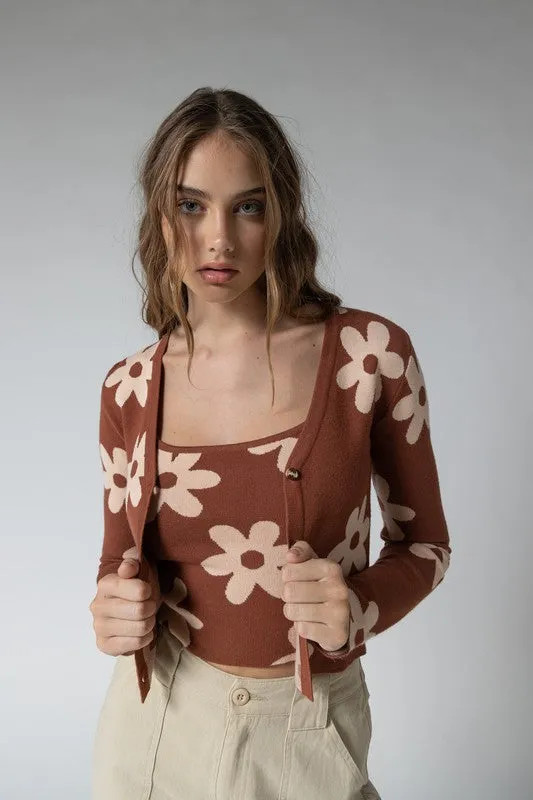 Cinnamon Flower Cardi Set