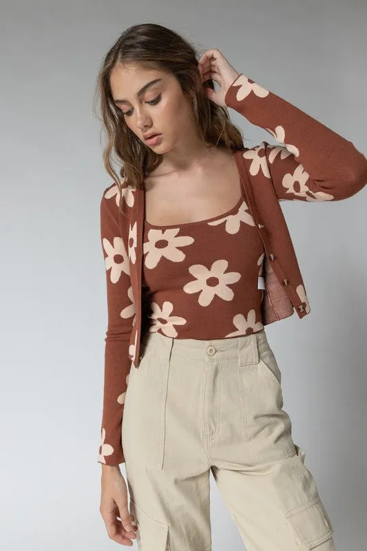 Cinnamon Flower Cardi Set