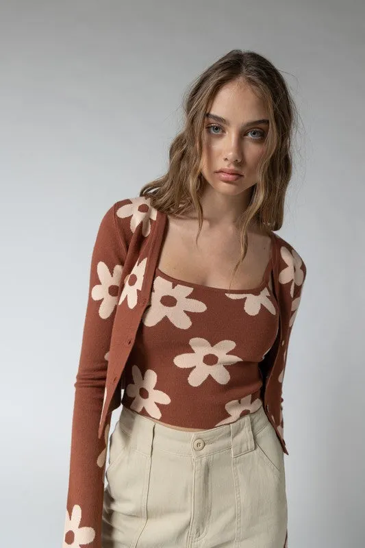 Cinnamon Flower Cardi Set