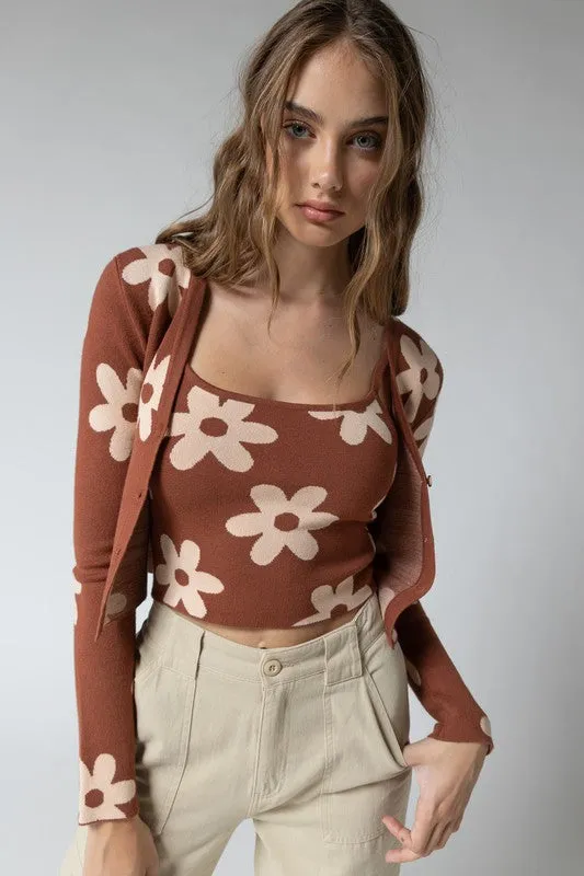 Cinnamon Flower Cardi Set