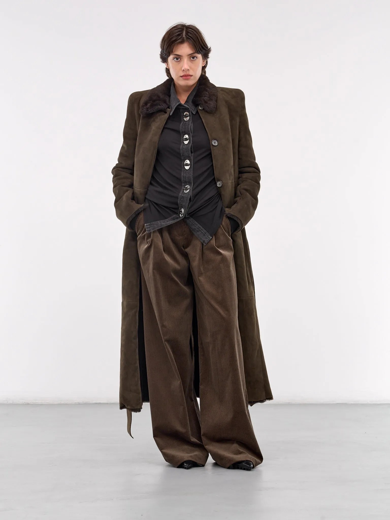 Corduroy Wide Leg Trousers (01-120924-BROWN)