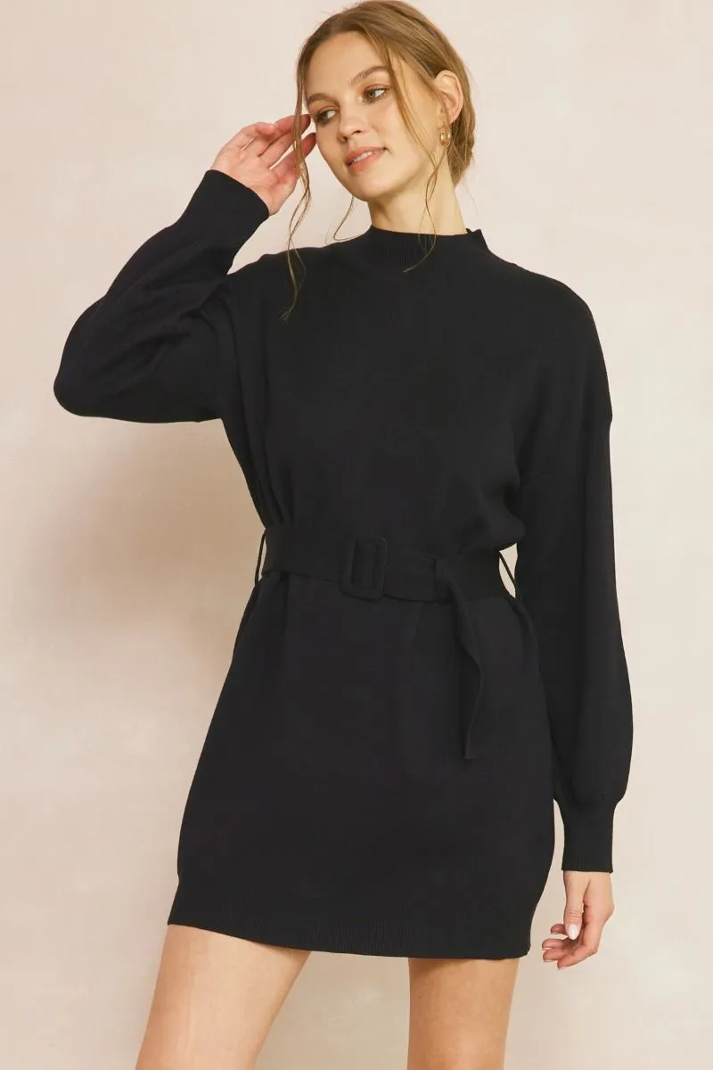 Cozy Dreams Black Knit Dress