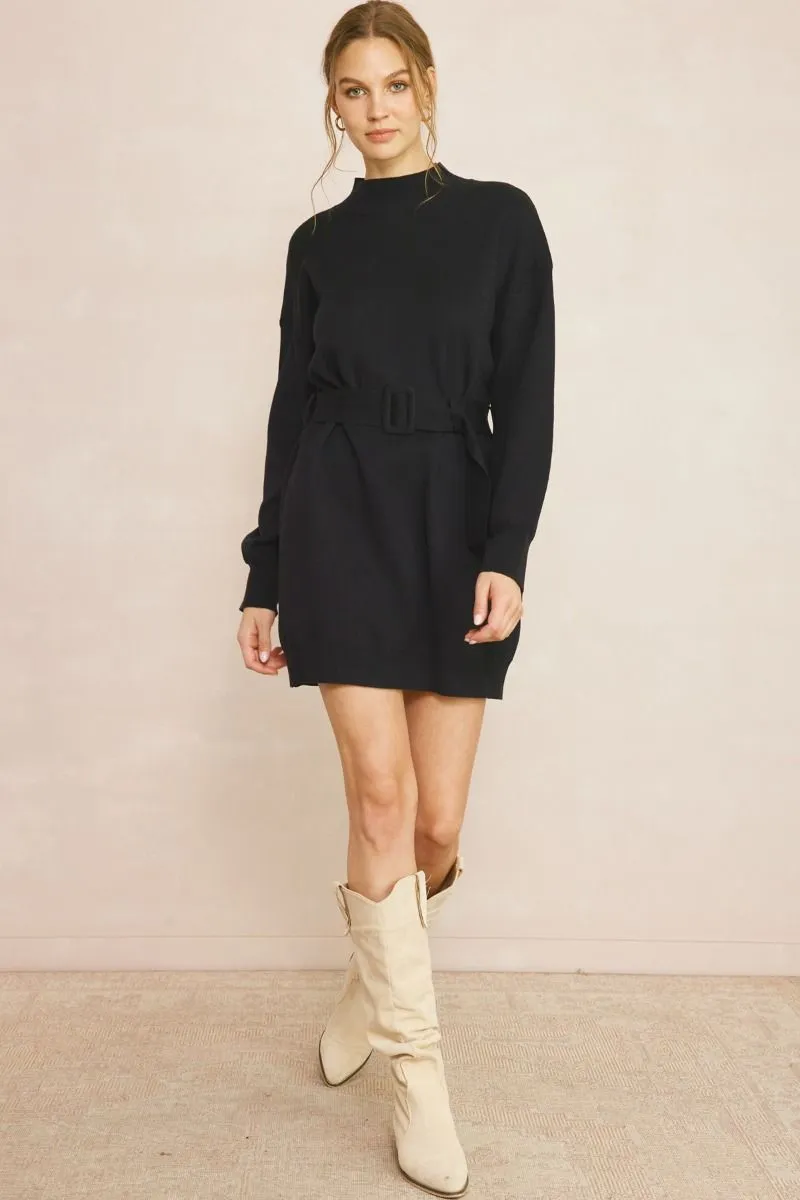 Cozy Dreams Black Knit Dress