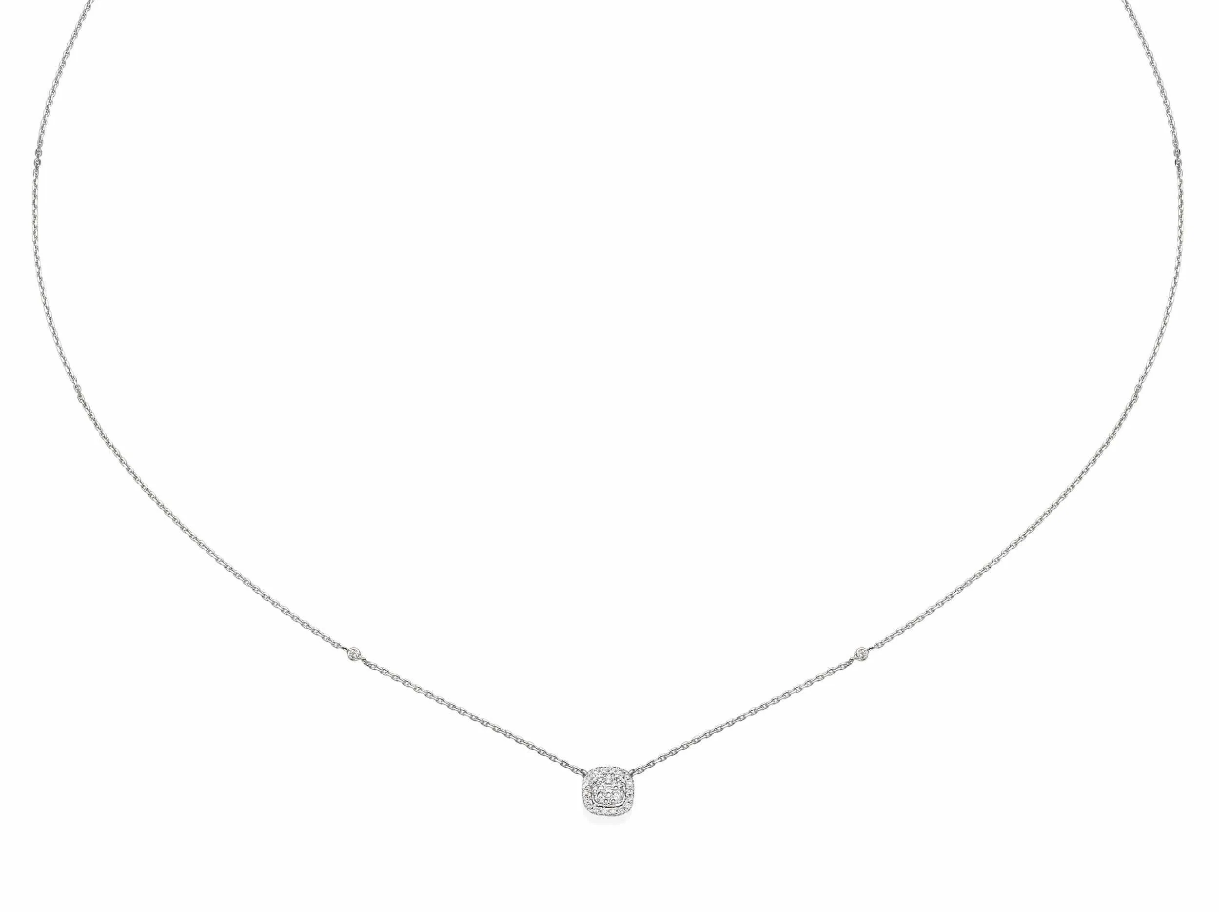 Cushion Shaped Diamond Cluster Pendant Necklace