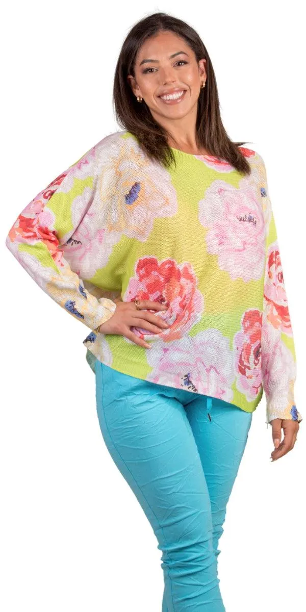 Daria Batwing Sweater with Flower Print