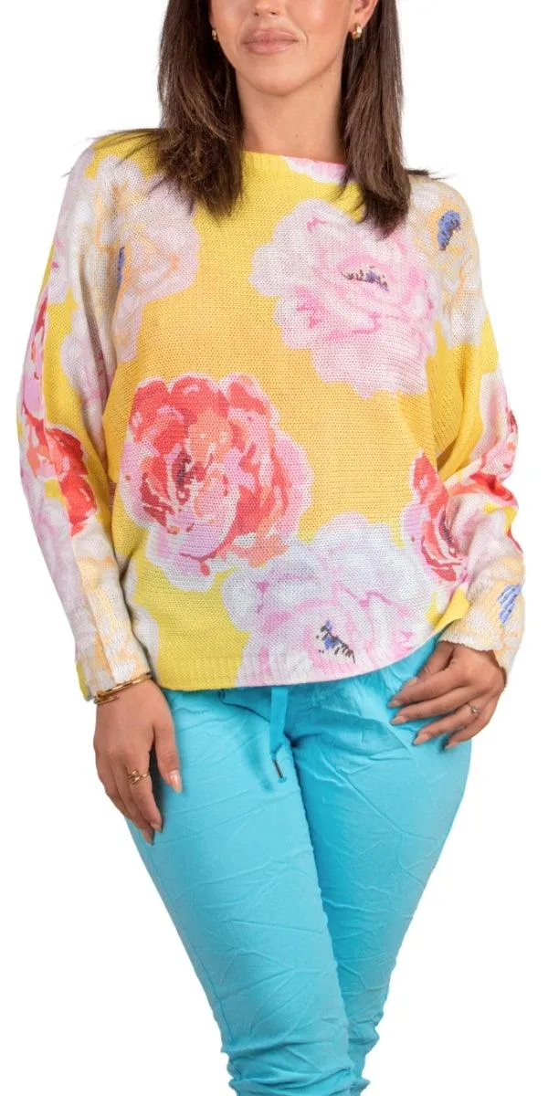 Daria Batwing Sweater with Flower Print