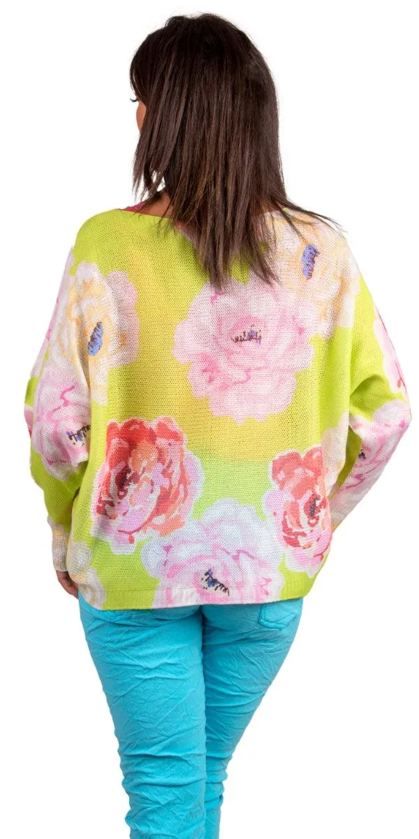 Daria Batwing Sweater with Flower Print