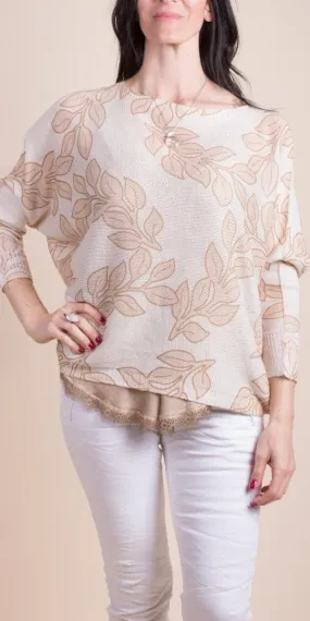 Daria Batwing Sweater with Vine Print