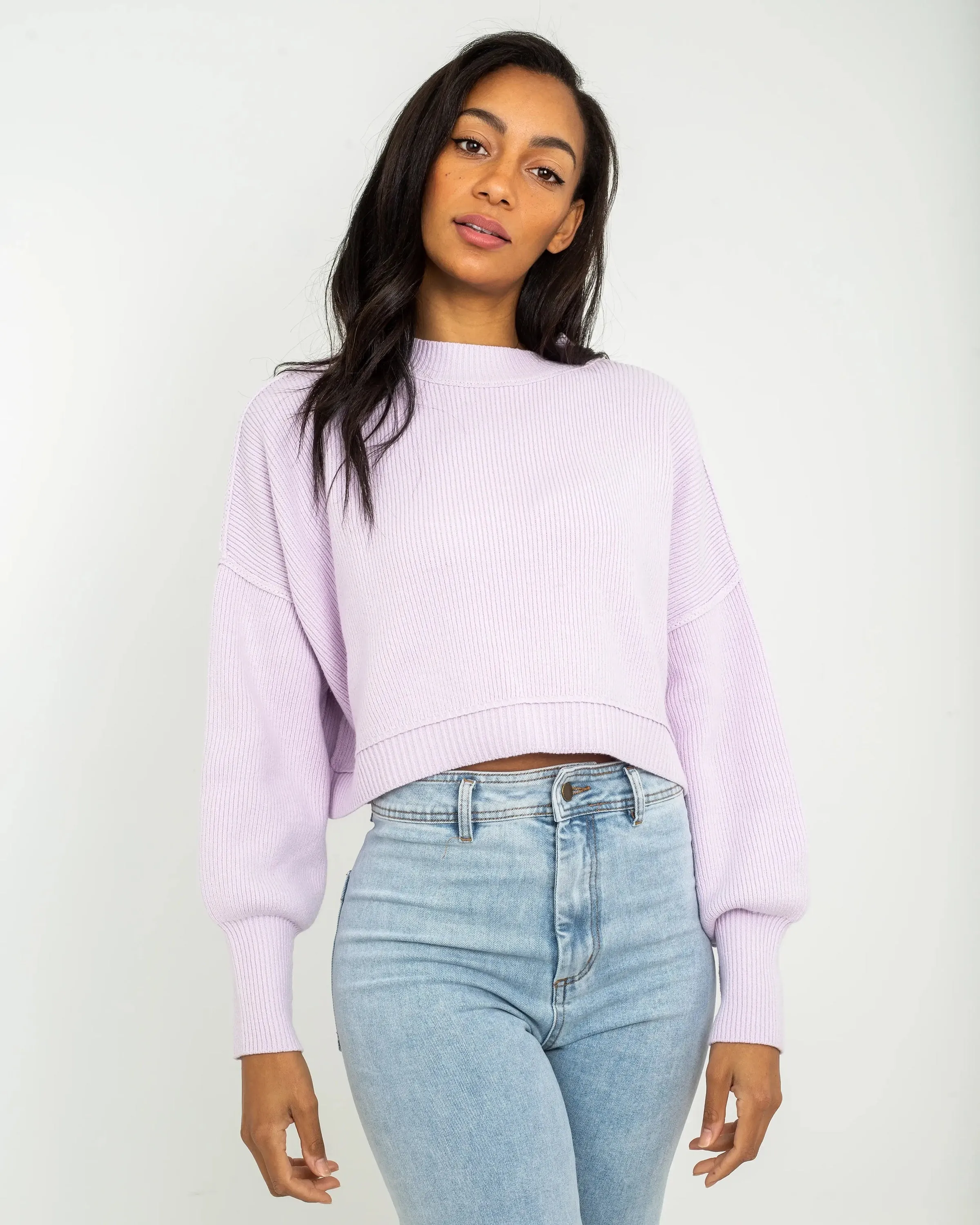 East Street Crop Jumper in Frost Lavender