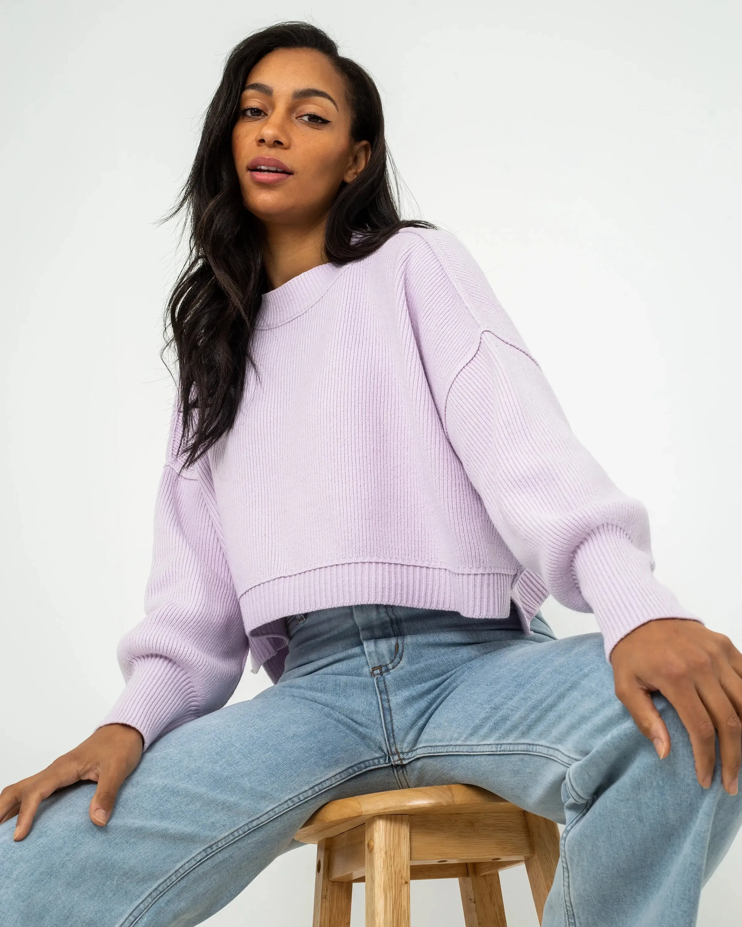 East Street Crop Jumper in Frost Lavender