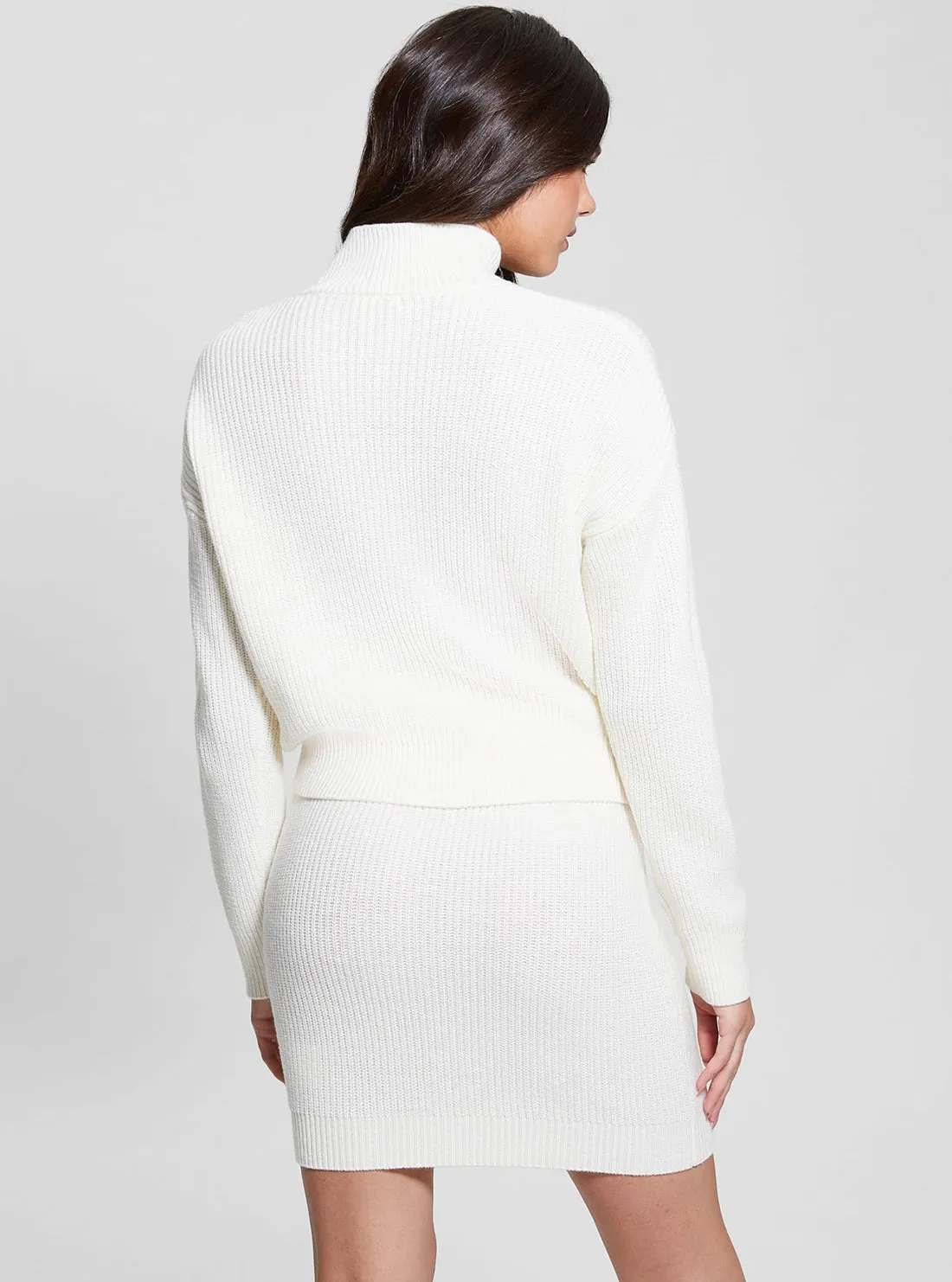 Eco White Zylee Mock Neck Jumper