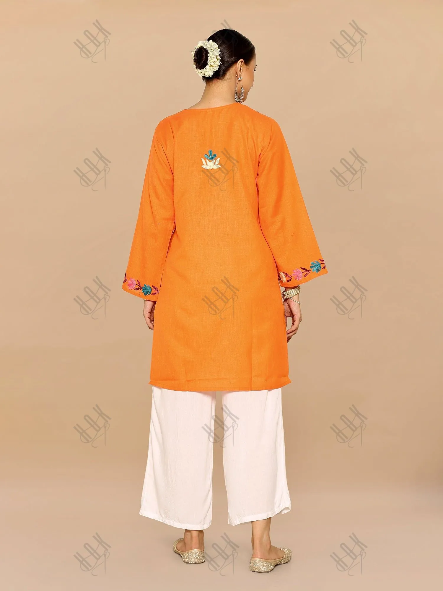 Falak Kashmiri Long Kurta - Orange