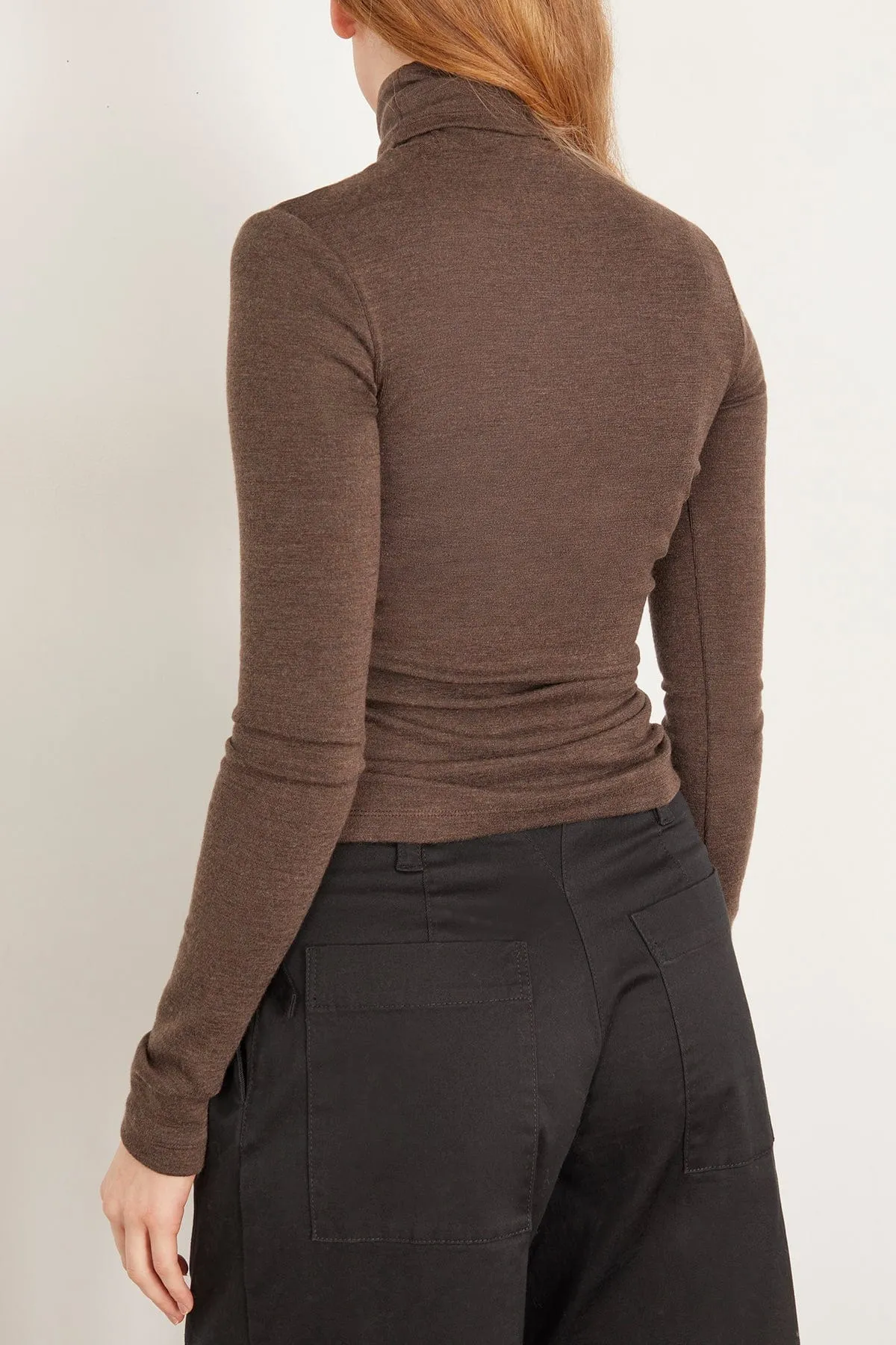 Fine Wool Turtleneck in Brown Melange