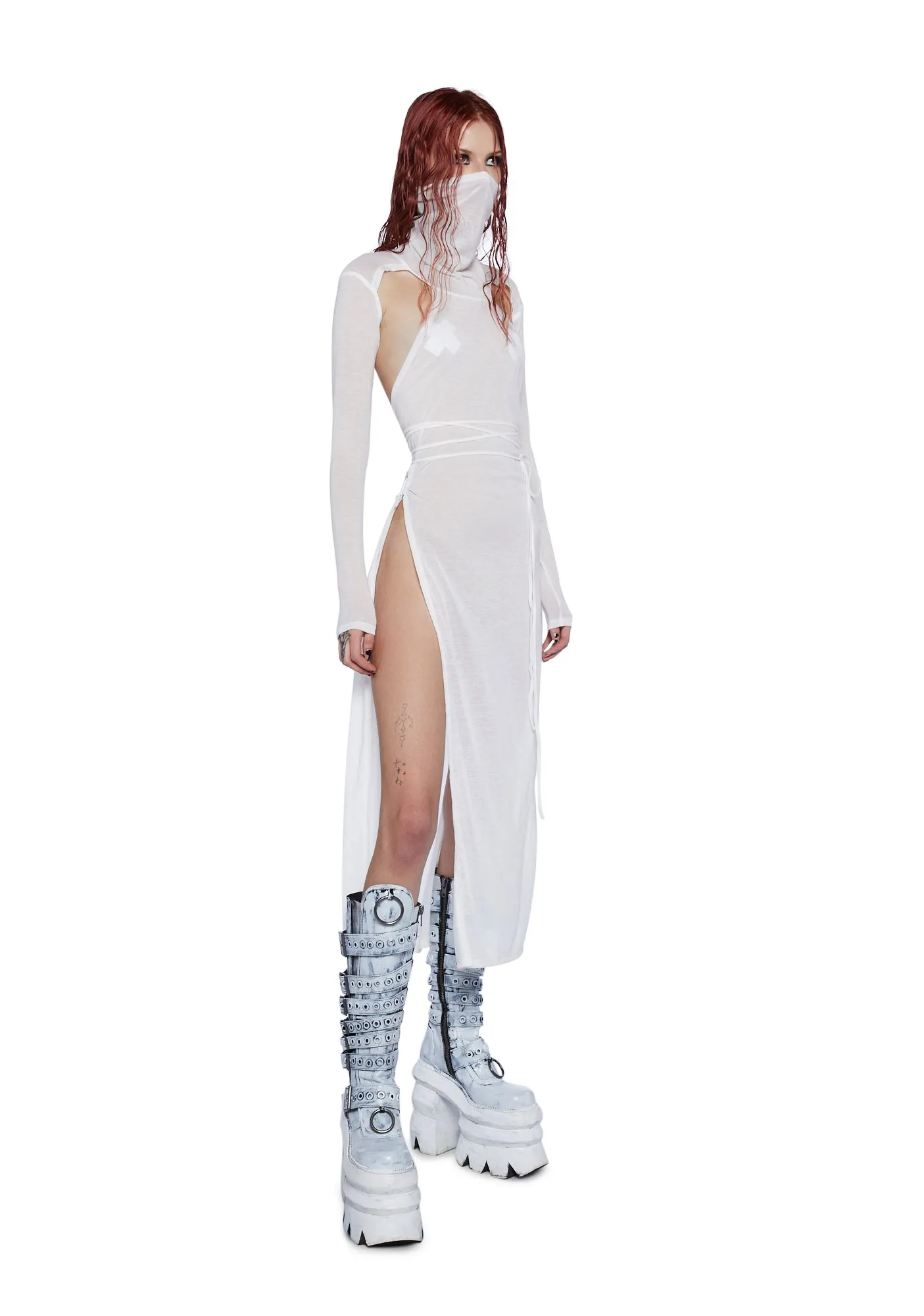 Flanger White High Slit Maxi Dress