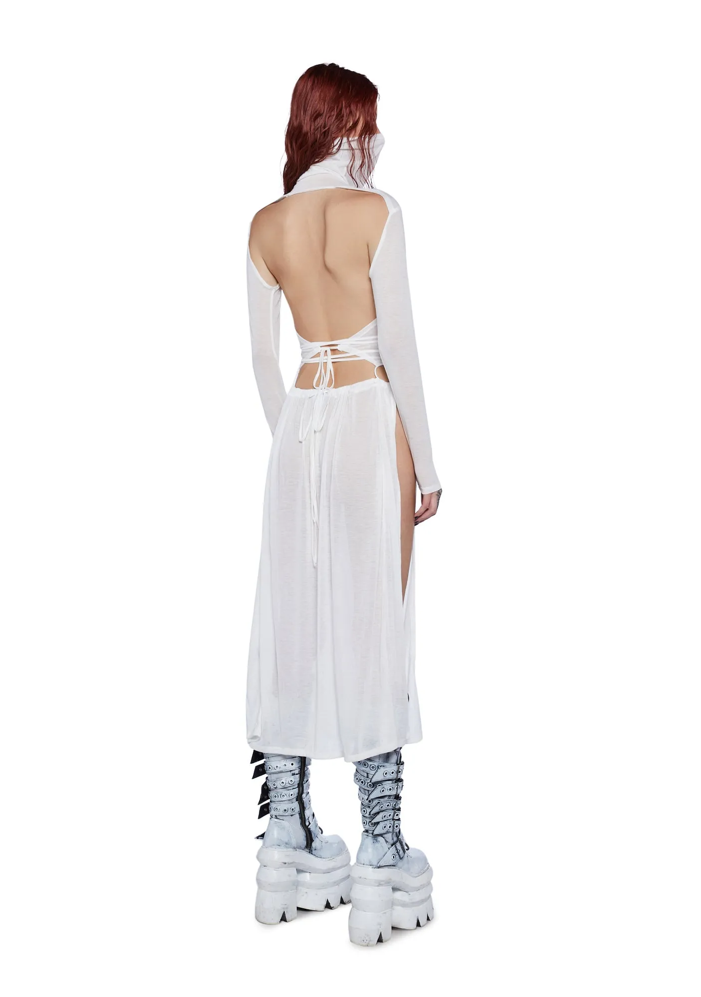 Flanger White High Slit Maxi Dress