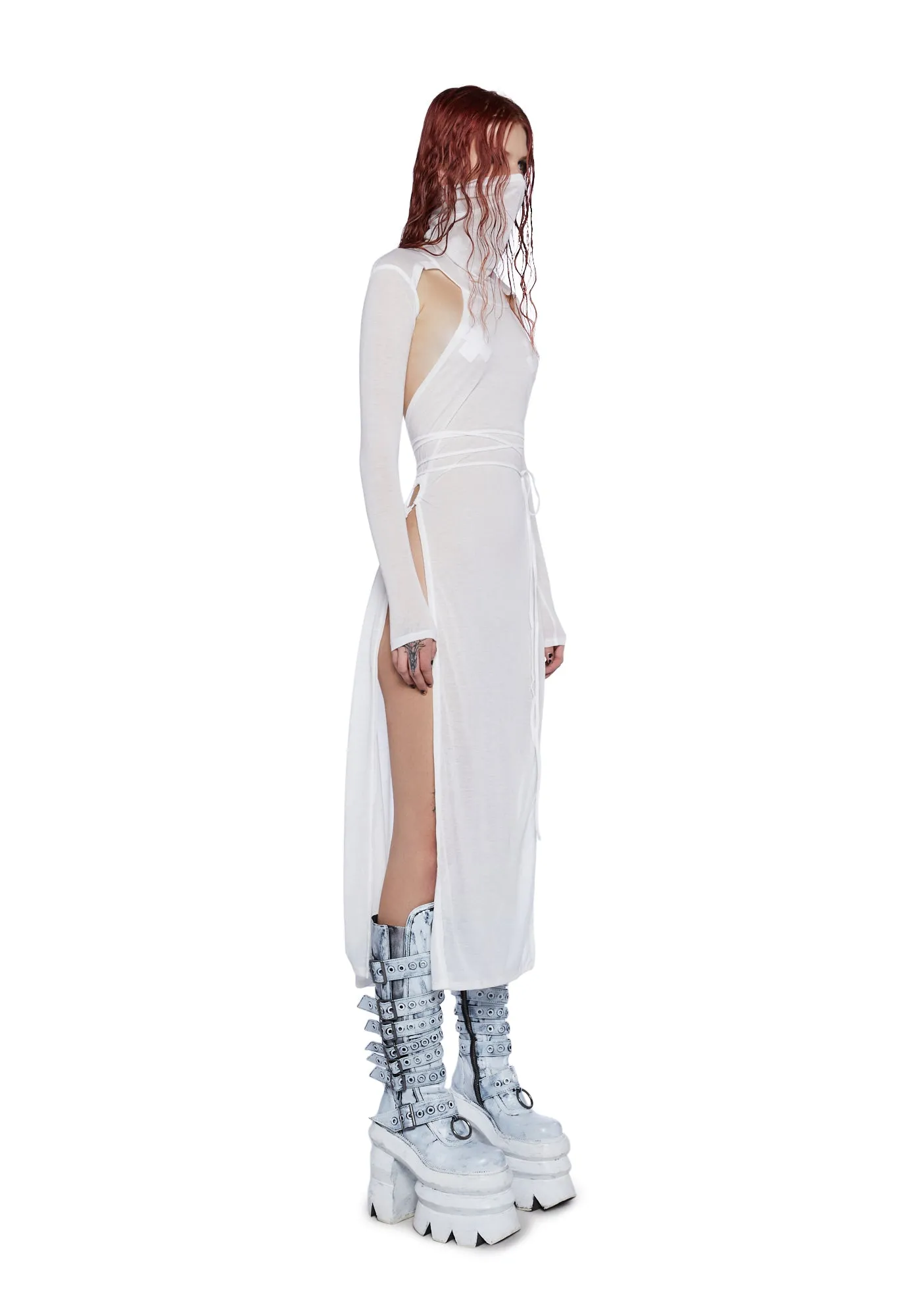 Flanger White High Slit Maxi Dress